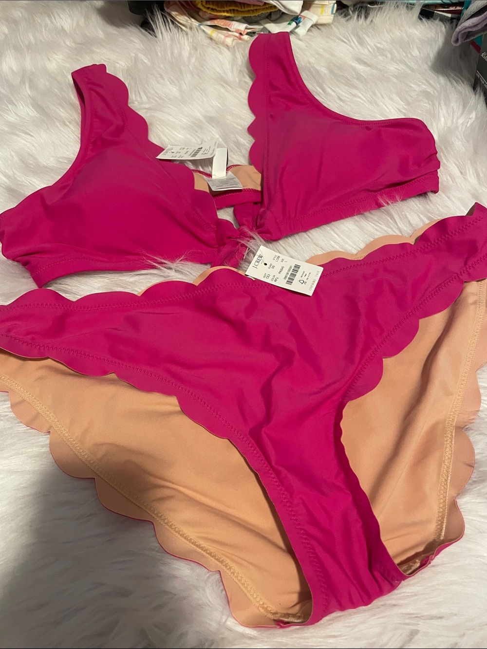 J. Crew Scalloped Fuchsia Pink Two-Piece Bikini